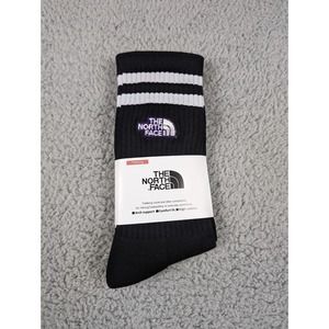 The North Face Crew Socks Mens Large‎ 9-11 Black White Striped Embroidered Logo
